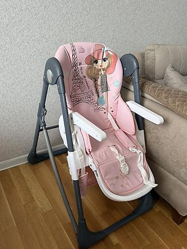 Yemək masaları, oturacaqları: Uşaq yemək stulu – SHENMA - Rəng: açıq çəhrayı, üzərində Eiffel — 2