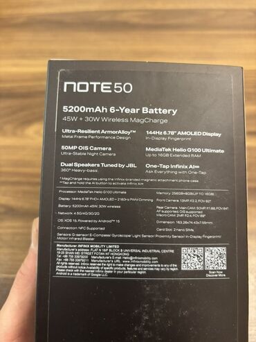 Infinix: Infinix Note 50, 256 GB, rəng - Qara, Simsiz şarj — 9