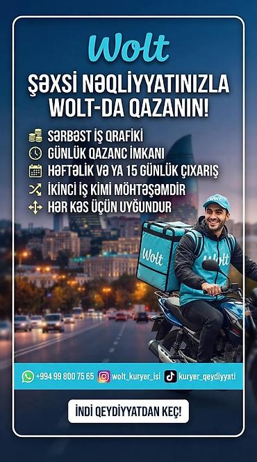 minivan taksi: Sürücü-kuryer tələb olunur, Şəxsi nəqliyyat vasitəsi ilə, Həftəlik ödəniş, Təcrübəsiz — 1