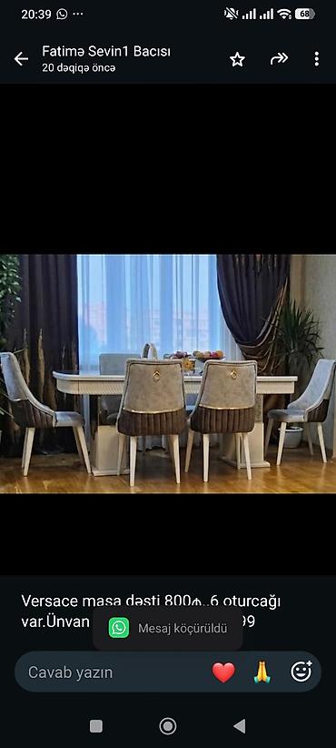 Versace masa dəsti 800₼. 6 oturcağı var.Ünvan əcəmi. 3236. Fatimə99