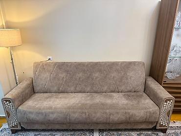 deri xalca: Mebel: Üçnəfərlik divan - Rəng: açıq qəhvəyi (taupe tonlarında) - — 1