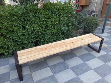 Skameykalar, lavoçkalar: Metall karkaslı skamya - Dizayn: Düz xəttli, arxalıqsız, 4 taxtalı — 14