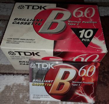 CD, DVD disklər və kassetlər: Kasetlər upakovkada satılır təzə. Tdk 60 və Tdk 90 kasetləri. Ünvan