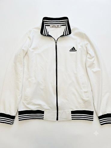north face kurtka: Adidas ağ rəngli idman jaketi - Model: tam fermuarlı trikotaj üst — 1