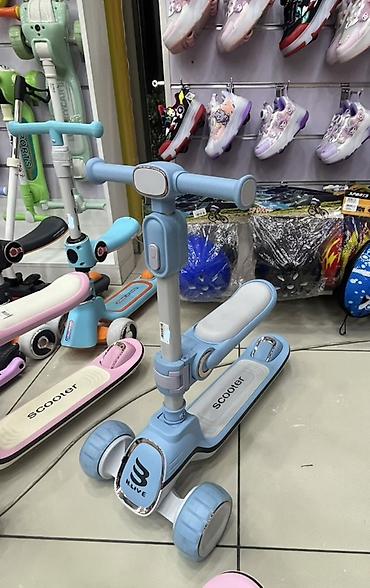 oturacaqlı scooter: Uşaq skuteri – 3 təkərli, oturacaqlı, tənzimlənən - Model: 3 təkərli — 1