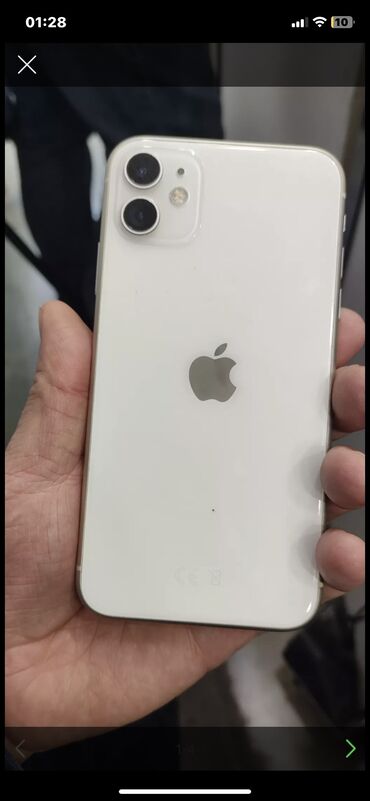 Apple iPhone: IPhone 11, 64 GB, Ağ, Zəmanət, Face ID, Sənədlərlə