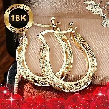 rosra sat: Zlatne minđuše – 18K pozlata na nerđajućem čeliku - Materijal — 1