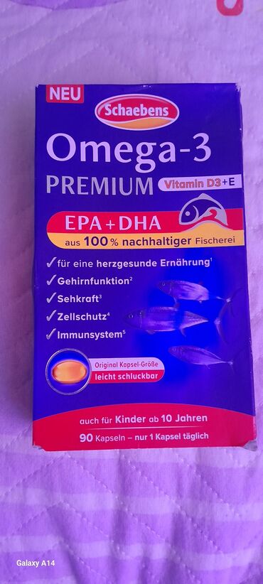 Kasalar: Schaebens markasının Omega-3 Premium qida əlavəsi, orqanizm üçün vacib