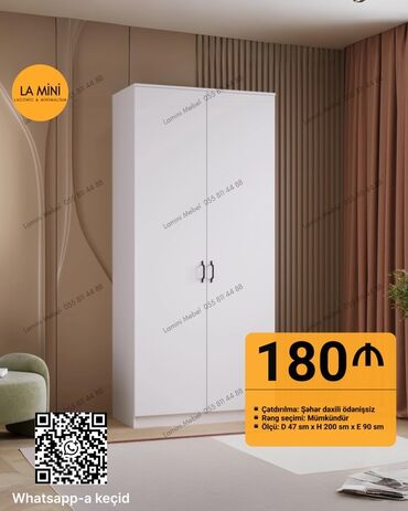 Dolablar: Yeni, Açılan, 2 qapılı Düz dolab, Qarderob, paltar dolabı, Azərbaycan