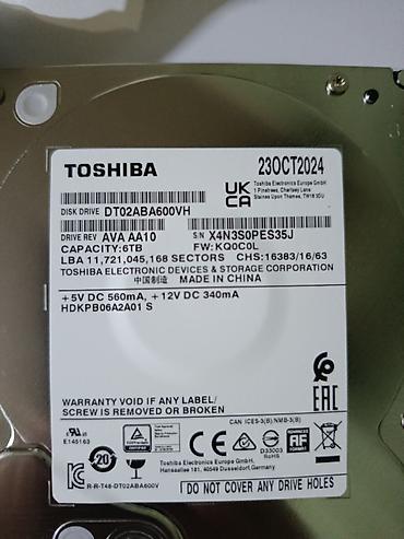Комплектующие для ПК: Жесткий диск Toshiba DT02ABA600VH 6 ТБ (3.5") Основные — 2