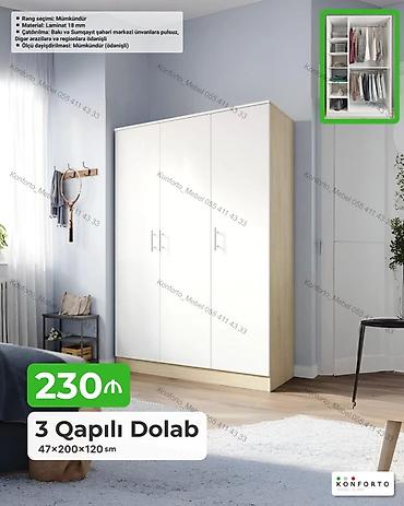 casio sumqayit: 3 qapılı geyim dolabı - Ölçü: 47 × 200 × 120 sm - Material: 18 mm — 1