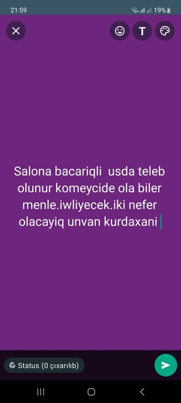 usta köməkçisi vakansiya: Gülü xanim