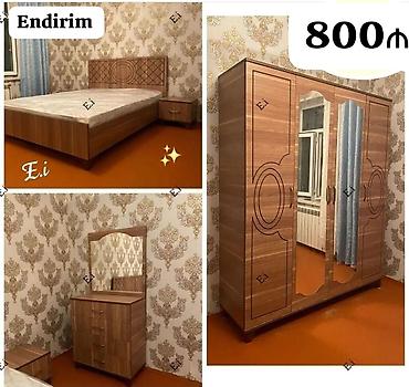 islenmis yataq mebel: Yataq otağı dəsti – 800₼ Tərkibi: - İkinefərlik çarpayı (başlıqda — 1