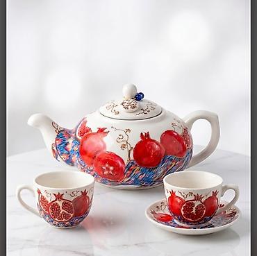 Qab-qacaq və mətbəx ləvazimatları: Çay dəsti, rəng - Qırmızı, Farfor — 2