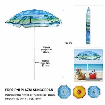 KMT Suncobran plažni vetar pun print 297494 Proziran plažni suncobran
