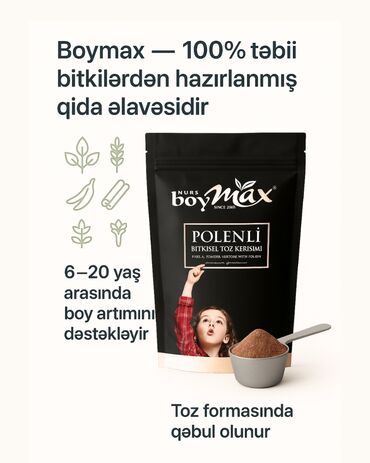 Trenajorlar: Boymax - 100% təbii bitkilərdən hazırlanmış qida əlavəsidir. 6-20 yaş