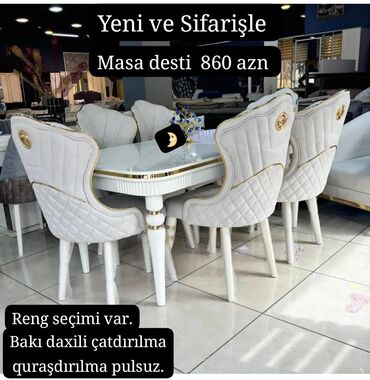 Stullar: Qonaq otağı üçün, Yeni, Açılan, Oval masa, 6 stul