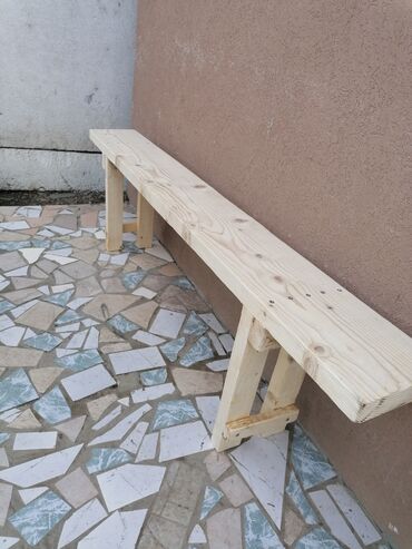fotelje za bastu i terase: Bench, Wood, color - Beige, New