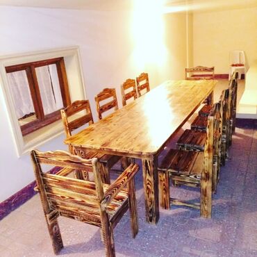 Bağ, çöl masa və oturacaq dəstləri: Yeni, Dördbucaq masa, Açılmayan, Stullar ilə, Taxta, Azərbaycan — 4