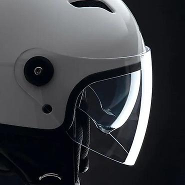 Oprema za bicikliste: Otvorena moto kaciga – bela, urbano/skarlet dizajn - Tip — 4