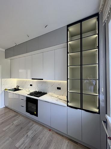 silver kitchen: Кухонный набор на заказ, МДФ с плёнкой ПВХ, По договорённости, Бесплатная доставка, Дизайн, проект — 3