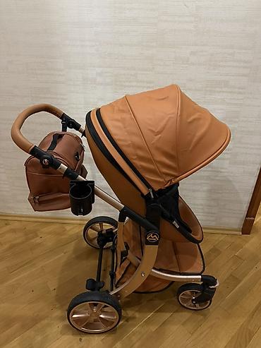 pampers 4: Uşaq arabası – tünd karamel rəngli, qızılı çərçivə ilə Xüsusiyyətlər — 3