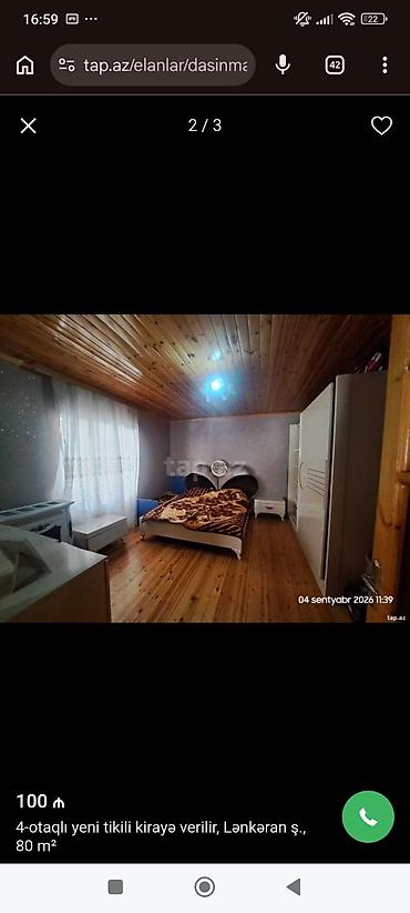 guzdek kiraye evler: Kirayə verilir: Lənkəran şəhərində 4 otaqlı yeni tikili, 80 m² — 1