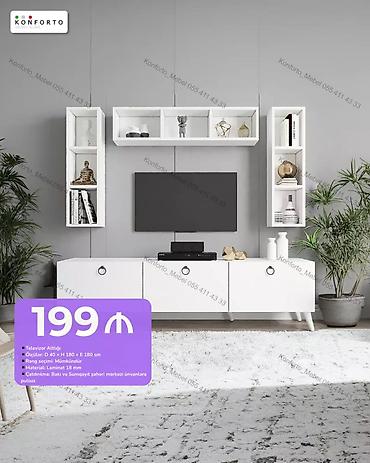 Məhsul: Televizor altlığı və divar rəfləri dəsti - Ölçü: D 40 × H 180