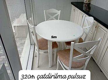 Masa və oturacaq dəstləri: Mətbəx üçün, Yeni, Açılmayan, Dördbucaq masa, 4 stul — 3