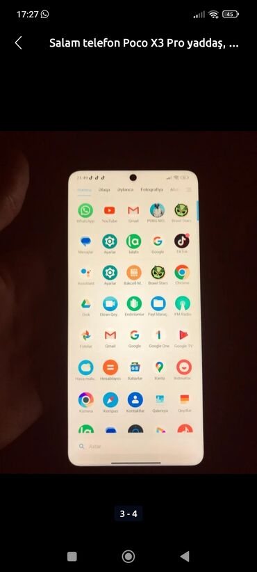 Poco: Poco X3 Pro, 256 GB, rəng - Göy, Sensor, Simsiz şarj, Face ID