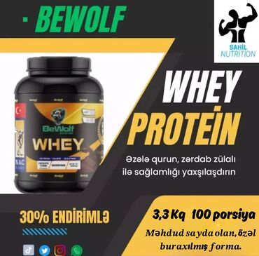 kökəlmək üçün protein: 𝑩𝒆𝑾𝒐𝒍𝒇 𝑾𝒉𝒆𝒚 𝑷𝒓𝒐𝒕𝒆𝒊𝒏𝒊. Əlavə 𝟏𝟓% 𝐄𝐧𝐝𝐢𝐫𝐢𝐦 𝙞𝙢𝙠𝙖𝙣ı 💰🥳 𝟑,𝟑𝑲𝒒(𝟑𝒌𝒒 𝟑𝟎𝟎𝒒𝒓𝒂𝒎)