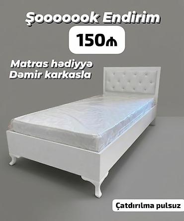 Bir nəfərlik çarpayı – dəmir karkaslı, yumşaq başlıqla. - Rəng