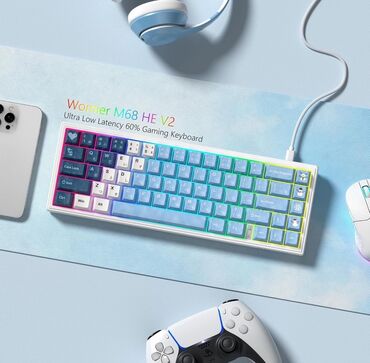 Комплектующие для ПК и ноутбуков: Womier M68 HE V2, 60% formatında hazırlanmış, ultra aşağı gecikməli