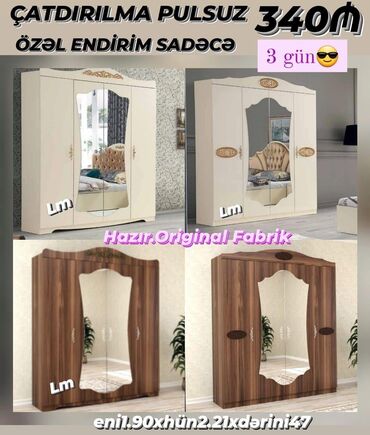 şkafı: Açılan, 4 qapılı Dolab-asılqan
