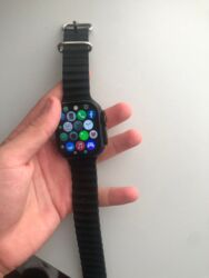 Техника для кухни: Smart saat – kvadrat ekranlı, qara rəngli silikon/zolaqlı kəmərli