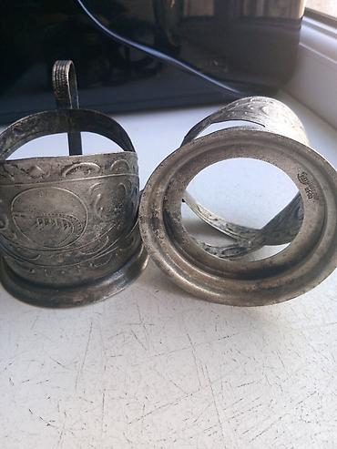 caşka dəsti: Metall çay stəkanaltıları (2 ədəd) - Material: metal (qablaşdırma — 1