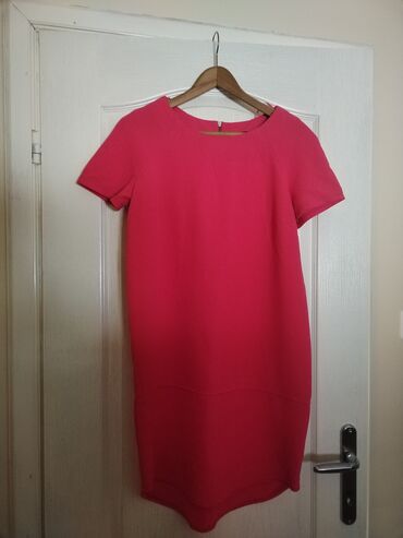 čipkaste haljine svecane haljine do kolena: S (EU 36), color - Pink, Short sleeves