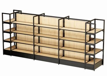 Rəf vitrinləri: Mağaza üçün metal karkaslı rəf sistemi - Dizayn: Qara rəngli, möhkəm — 13