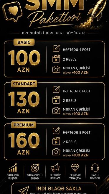 market reklamı: SMM paketləri – brendinizi birlikdə böyüdək! Basic – 100 AZN - — 1