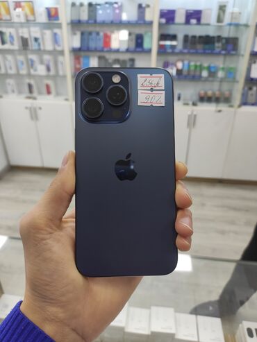 Apple iPhone: IPhone 15 Pro Max, 256 GB, Mavi, Zəmanət, Simsiz şarj, Face ID