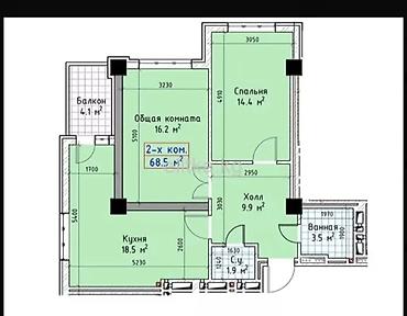 доолот строй: 2 комнаты, 68 м², Технопарк Элитка, 12 этаж, ПСО (под самоотделку) — 5