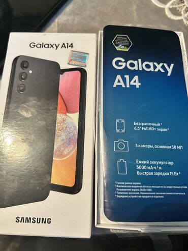 işlənmiş samsung telefonları: Samsung Galaxy A14, 64 GB, rəng - Qara, Barmaq izi, Face ID, Sensor