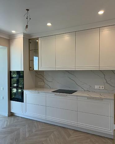 Sifarişlə mətbəx mebeli: Sifarişlə mətbəx dəsti, Özü çəkən petlələr, Mat laminat, Kredit yoxdur, Pulsuz çatdırılma, Rayonlara çatdırılma — 17