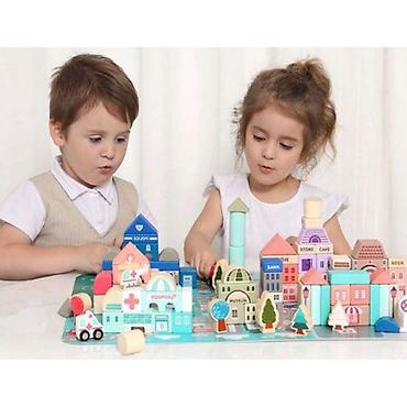 obuca bata sandale: DRVENE EDUKATIVNE KOCKE CITY SA PODLOGOM – 115 KOMADA Šifra proizvoda — 3