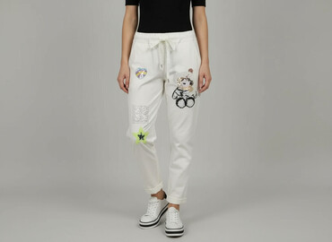 spodnie z c a: Material trousers for women, size M