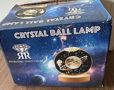 stol üstü lampa: Kristal Kürə Lampa – “CRYSTAL BALL LAMP” - Şüşə/kristal kürə və taxta — 2