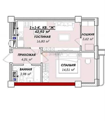 жк asman: 1 комната, 43 м², ул. Лев Толстой 12 этаж, ПСО (под самоотделку) — 2
