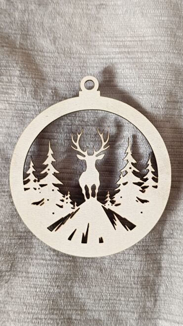 Yeni il oyuncaqları və bəzəkləri: Taxta Yeni il bəzək fiqurlarının dəsti - Material: təbii ağacdan — 9