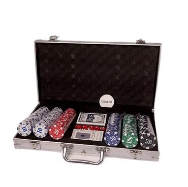 Настольные игры: Набор для покера в алюминиевом кейсе с ручкой. В комплект входят фишки — 10