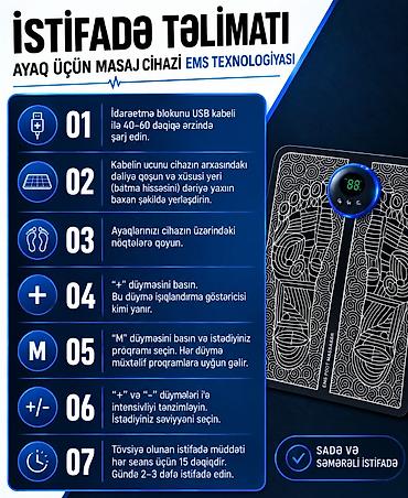 ucuz maqintafon: 🔥 AYAQLAR ÜÇÜN EMS MASAJ CİHAZI — CƏMİ 18 AZN! 🔥 🦶 Yorğun ayaqlar üçün — 2
